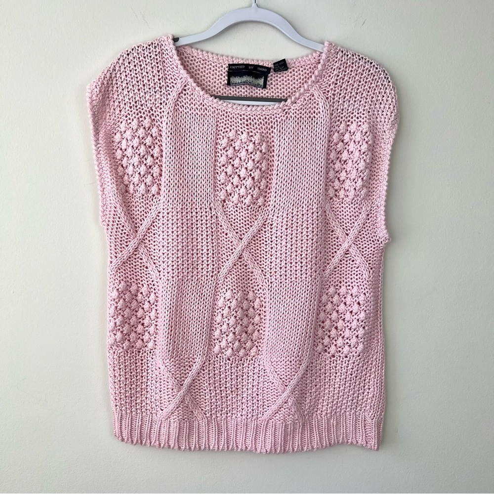 Bramble Lane Vintage Hand Knit Pink Sweater Vest